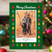 Tarjeta de Foto de Navidad con Borde de Árbol de N