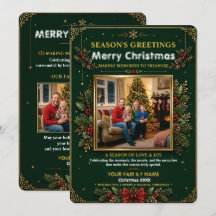 Tarjeta de Foto de Navidad con Corona de Esmeralda