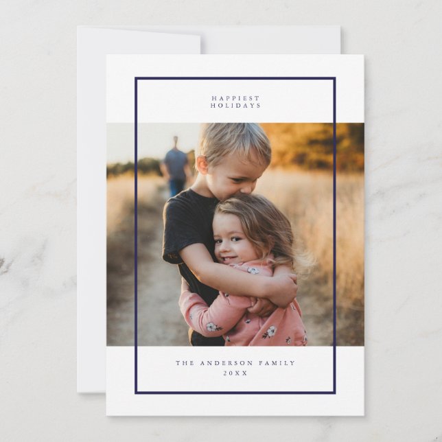 Tarjeta de Foto de Navidad con Estilo Minimalista  (Anverso)
