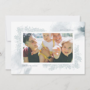 Tarjeta de Foto de Navidad con Flor de Acuarela de