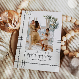 Tarjeta de foto de Navidad con guión de cuadros mo