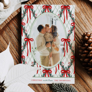 Tarjeta de Foto de Navidad con Lazo Argyle