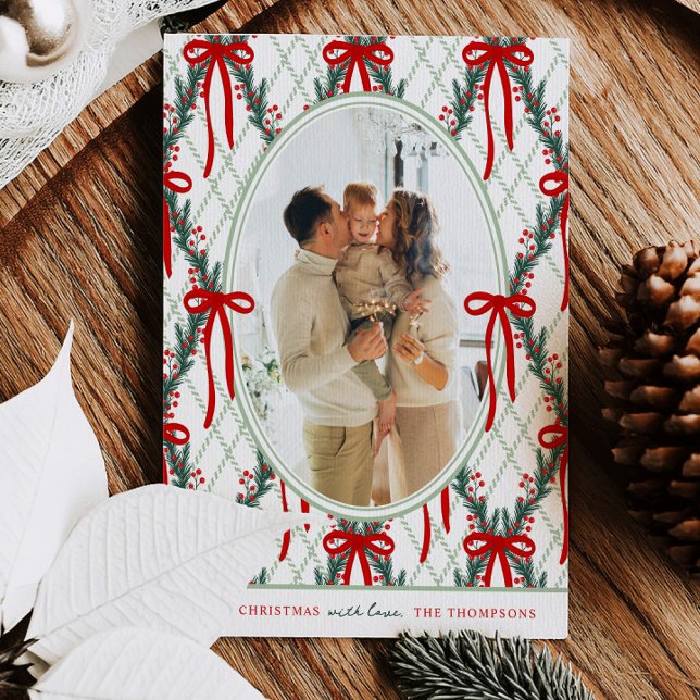 Tarjeta de Foto de Navidad con Lazo Argyle (Subido por el creador)