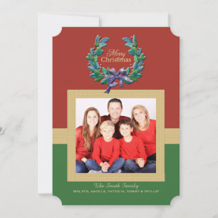 Tarjeta de Foto de Navidad con Marco de Oro
