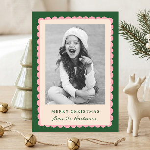 Tarjeta de Foto de Navidad con Marco de Venera Neg