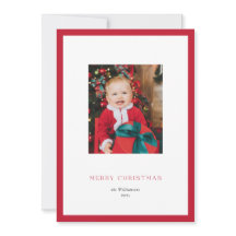 Tarjeta de Foto de Navidad con Marco Rojo Clásico 
