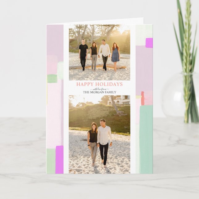 Tarjeta de Foto de Navidad con Pastel Artístico pa (Anverso)
