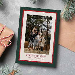 Tarjeta de foto de Navidad con puntos y marco de c