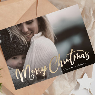 Tarjeta de foto de navidad con recargo de letras d