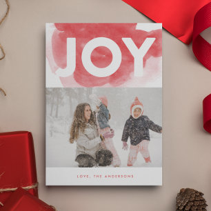 Tarjeta de Foto de Navidad de Alegría con Acuarela