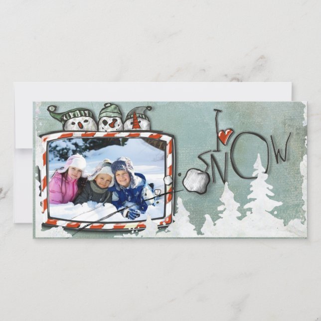 tarjeta de foto de navidad de nieve (Anverso)