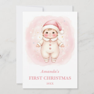 Tarjeta de Foto de Navidad de Niña Bebé con Santa