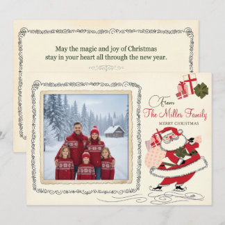 Tarjeta de Foto de Navidad de Patinaje de Santa Vi