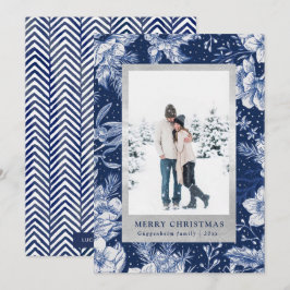 Tarjeta de foto de Navidad Deep Blue Winter