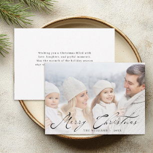 Tarjeta de Foto de Navidad Elegante con Letra Negr