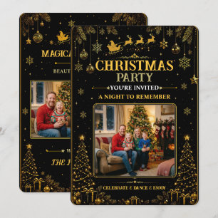 Tarjeta de Foto de Navidad Elegante Santa de Oro N