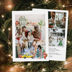 Tarjeta de foto de Navidad en Nueva York con acuar