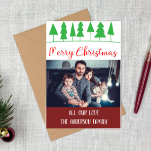 Tarjeta de Foto de Navidad Familia del Árbol de Pi