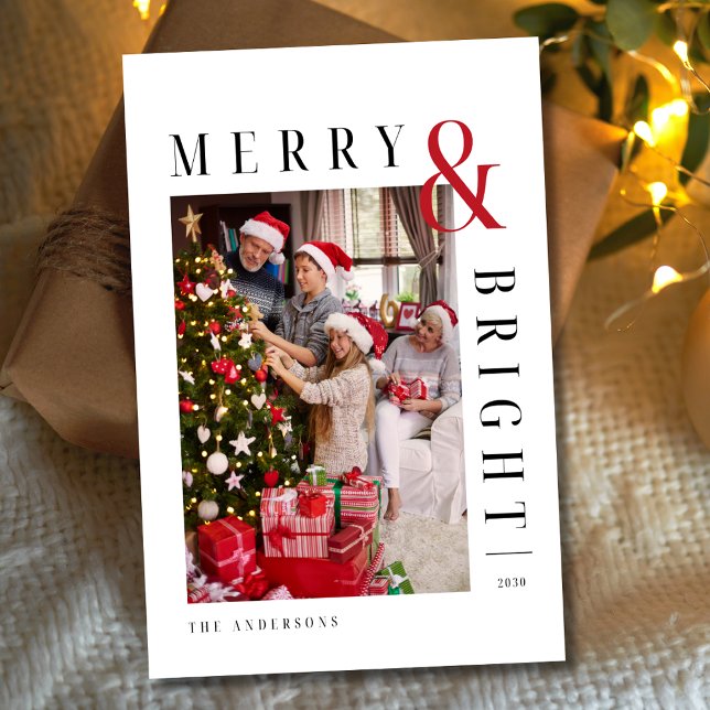 Tarjeta de Foto de Navidad Familiar Guión Moderno  (Subido por el creador)