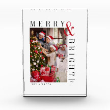 Tarjeta de Foto de Navidad Familiar Guión Moderno 