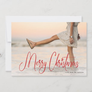 Tarjeta de Foto de Navidad Feliz con Letra Manuscr