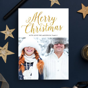 Tarjeta de Foto de Navidad GLITTER MERRY Holiday