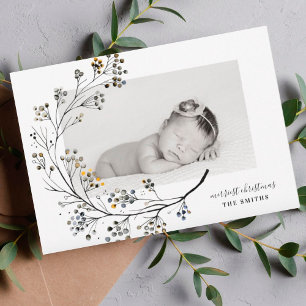 Tarjeta de foto de Navidad más alegre natural orgá