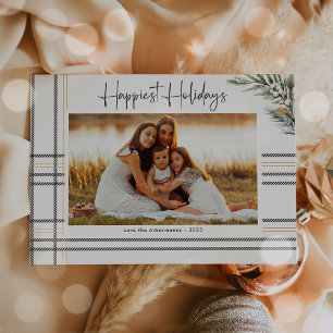 Tarjeta de foto de Navidad moderna con cuadros y l