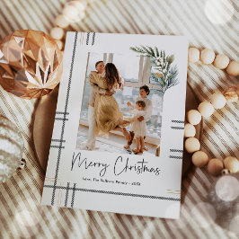 Tarjeta de foto de Navidad moderna de cuadros escr