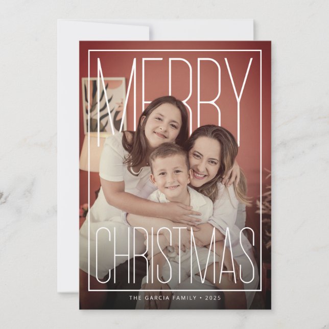 Tarjeta de Foto de Navidad Moderna Feliz (Anverso)