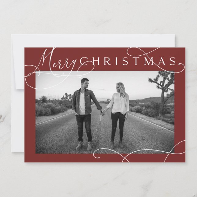 Tarjeta de Foto de Navidad Moderna Feliz Navidad (Anverso)
