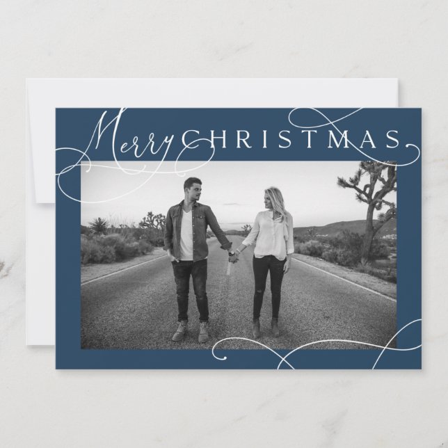 Tarjeta de Foto de Navidad Moderna Feliz Navidad (Anverso)
