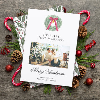 Tarjeta de foto de Navidad para recién casados ele