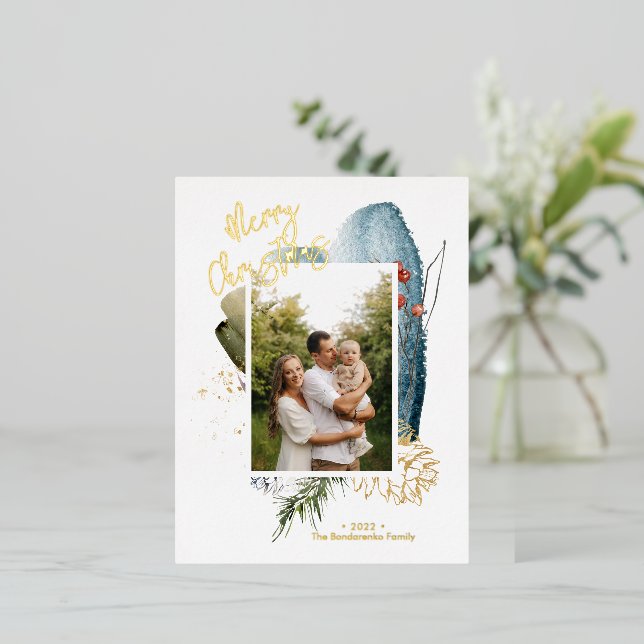 Tarjeta de Foto de Navidad Personalizada Abstracta (Anverso de pie)