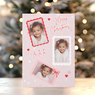 Tarjeta de Foto de Navidad Rosa Moderna Adorable