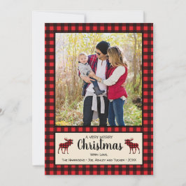 Tarjeta de foto de Navidad Rusa de Buffalo Plaid &