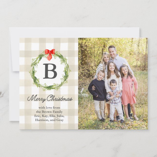 Tarjeta de foto de Navidad rústica y natural (Anverso)