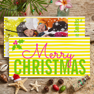 Tarjeta de Foto de Navidad Simple de Neon y Brilla