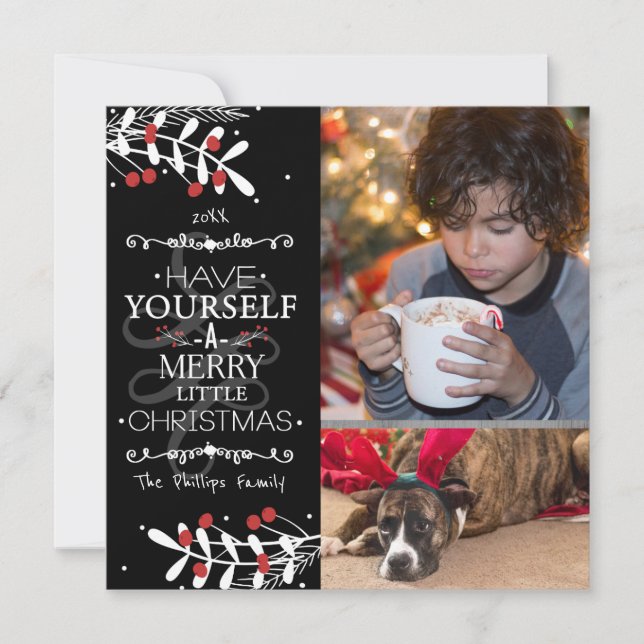 Tarjeta de foto de Navidad Ten tú mismo... Bayas R (Anverso)