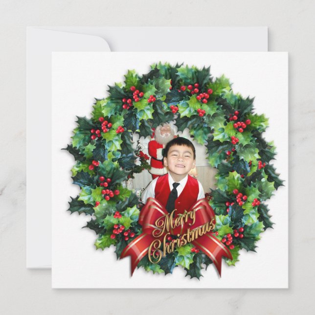 tarjeta de foto de Navidad tradicional (Anverso)