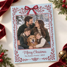 Tarjeta de Foto de Navidad Vintage Hielo Azul con