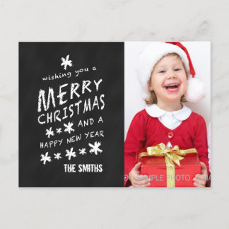 TARJETA DE FOTO DE NAVIDADES DE CHALKBOARD NEGRO