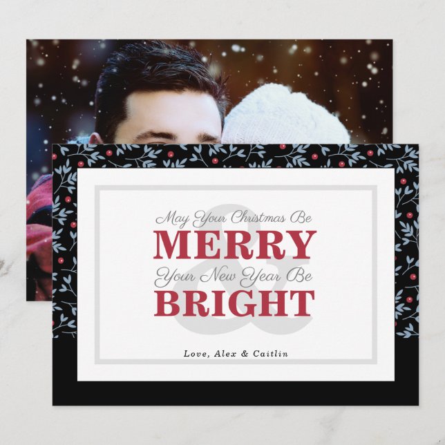 Tarjeta de foto de negrita roja y azul de la veget (Anverso / Reverso)