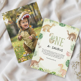 Tarjeta de foto de One a Saurus First Birthday