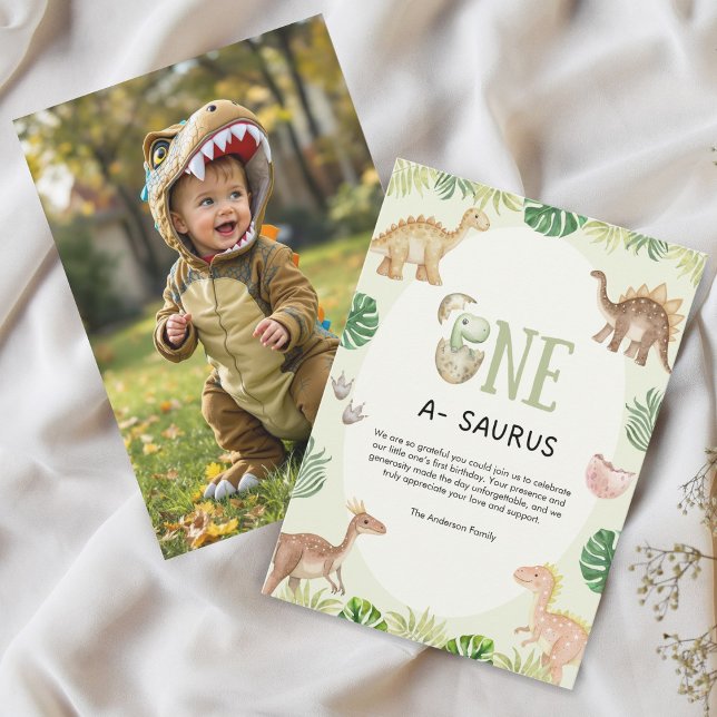 Tarjeta de foto de One a Saurus First Birthday (Subido por el creador)