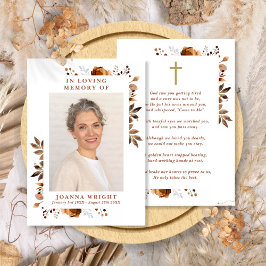 Tarjeta de foto de oración fúnebre floral rústica 