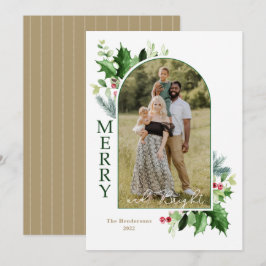 Tarjeta de foto de oro con escritura de Navidades 