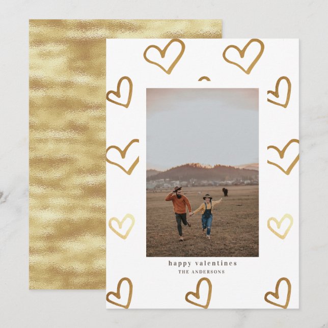 tarjeta de foto de oro faux Relieve metalizado doo (Anverso / Reverso)