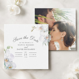 Tarjeta de Foto de Orquídea Blanca para Guardar la