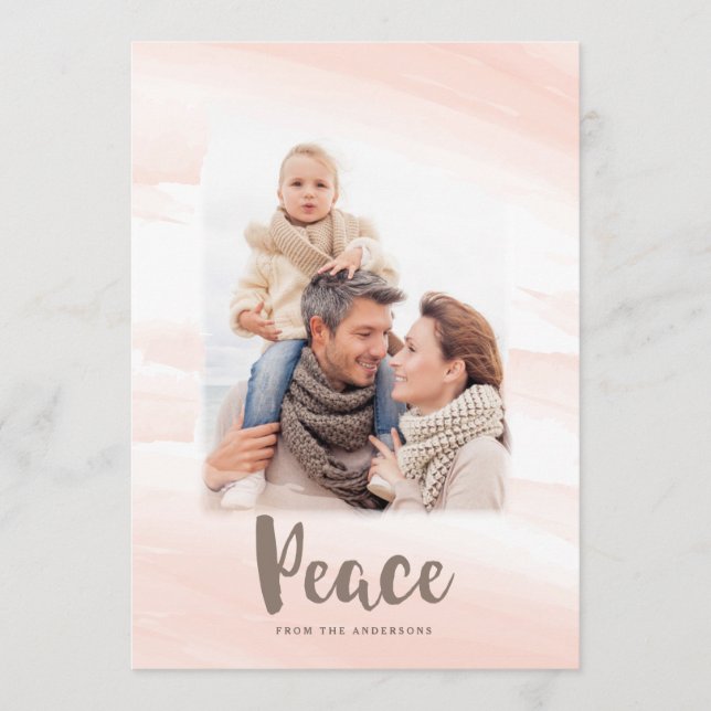 Tarjeta de foto de PEACE con lavado de acuarela mo (Anverso)